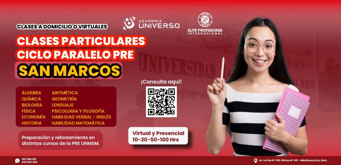 📚🔥 CLASES PARTICULARES – CICLO PARALELO PRE SAN MARCOS 🎓 